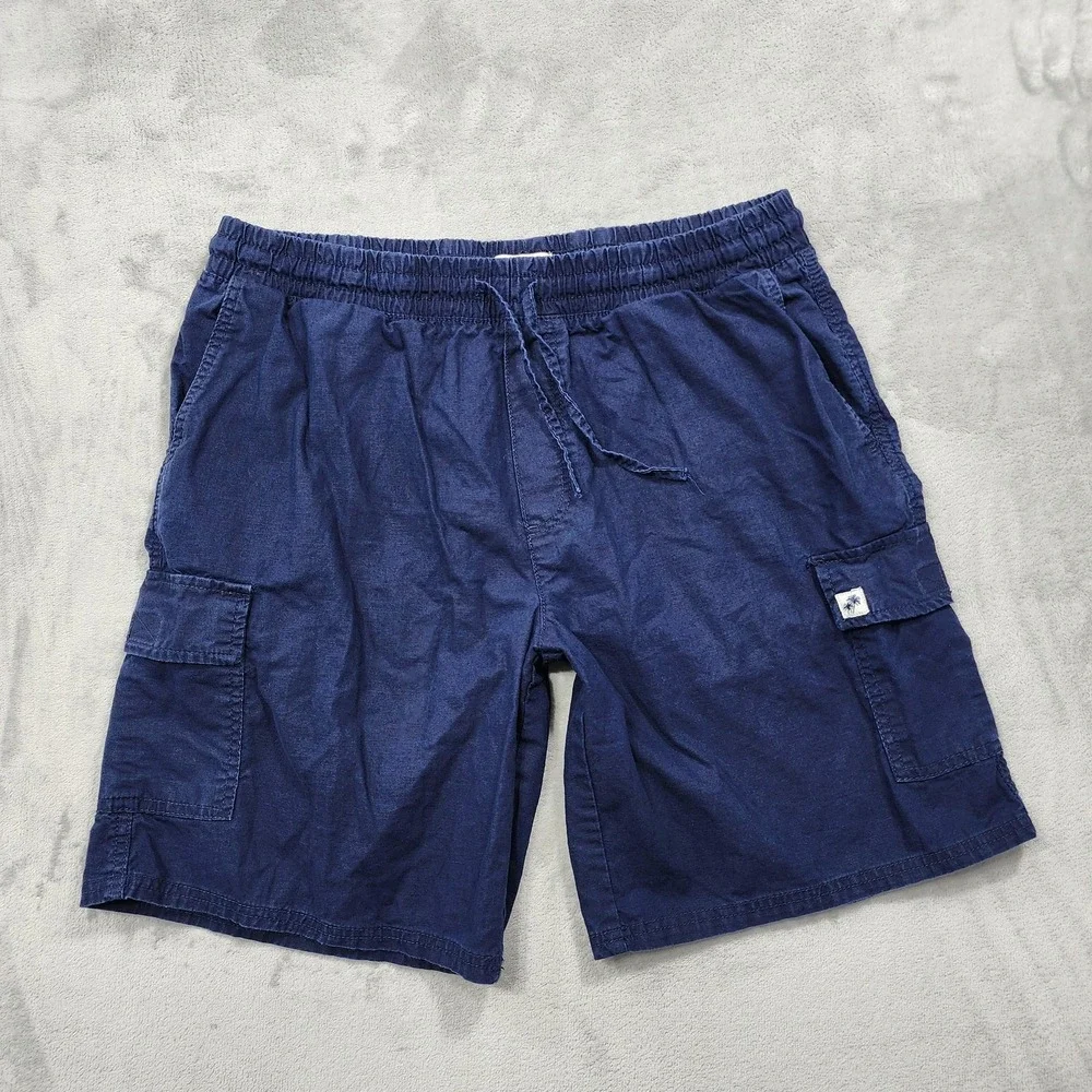 Trunks Surf & Swim Co Shorts Mens 36 Blue Linen Cotton Cargo 10 Inseam Casual